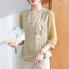 XUEXI New Chinese Style Chiffon 3/4 Sleeve Blouse