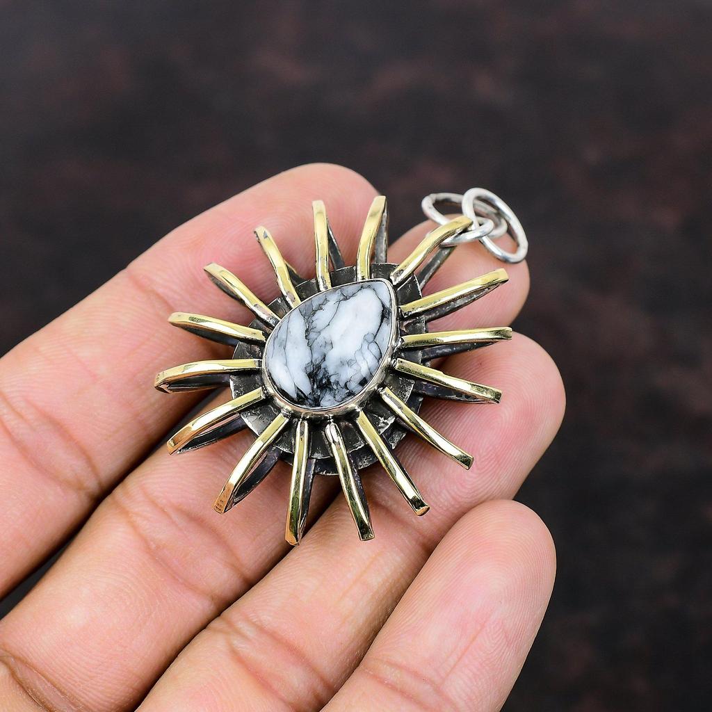 Pinolith Jasper Pendant 925 Sterling Silver Pendant 18K Gold Plated Pendant Handmade Cage Jewelry Very Pretty Gemstone Pendant Gift For Girl