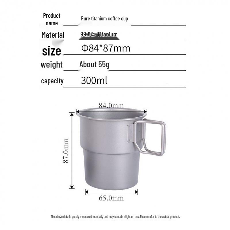 Portable Pure Titanium Travel Mug with Folding Handle - Outdoor Tea Infuser & Kettle Cup Set