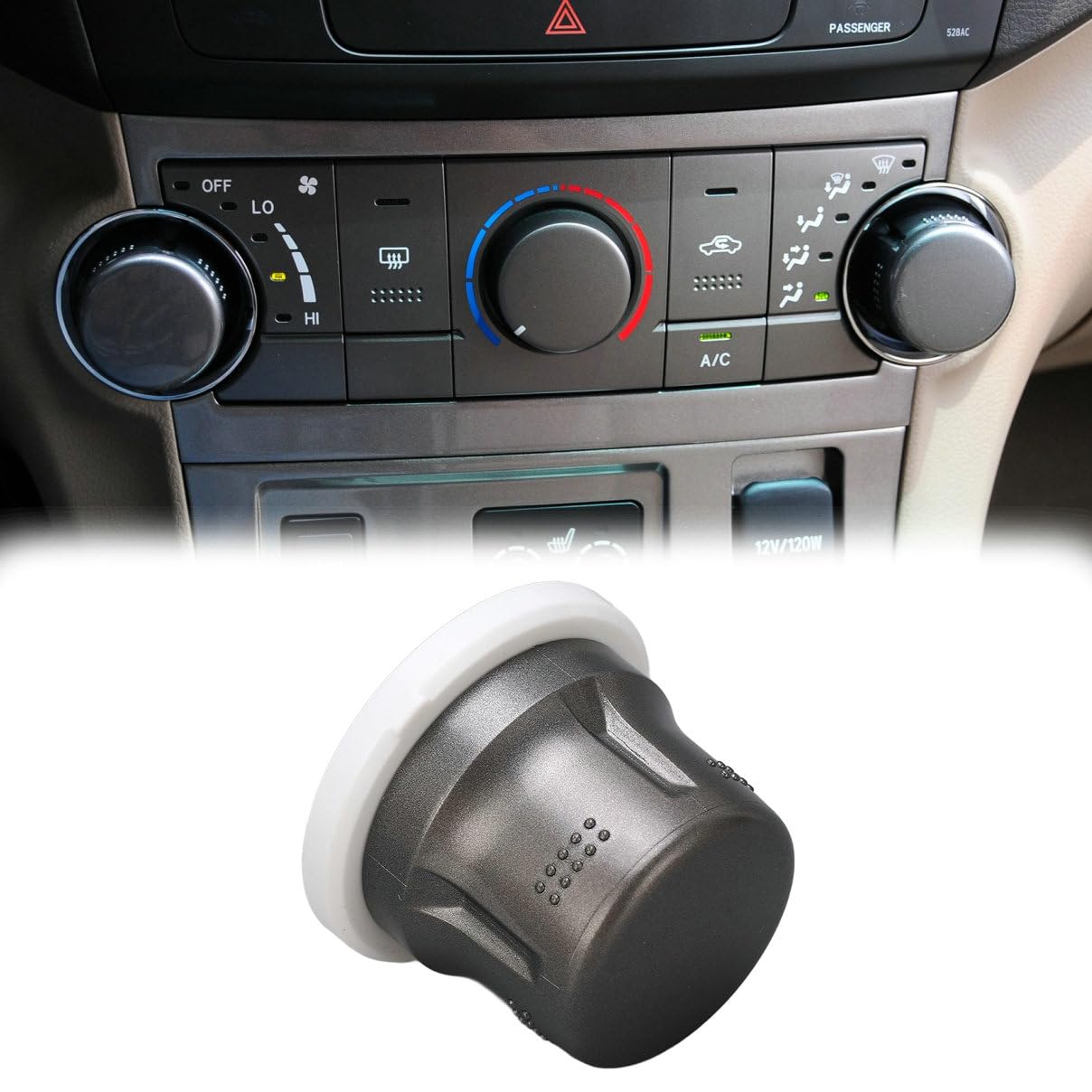 

1Pc Left/Right Air Conditioning Control Knob Cover Fits for 2009-2013 Toyota Highlander 55925‑0E050 AC Heater Blower Fan Control Knob Replace 1