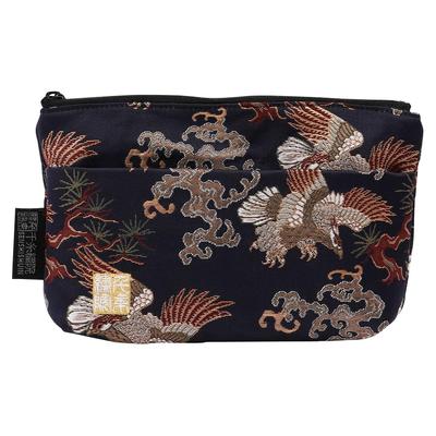 Senshishuin Nishijin Brocade Pouch Navy Blue Washimatsu (Lined) (Small)