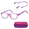 Flexible Children's Rectangular Clear Glasses Frames + Sunoptic K5 Purple Elastic Band