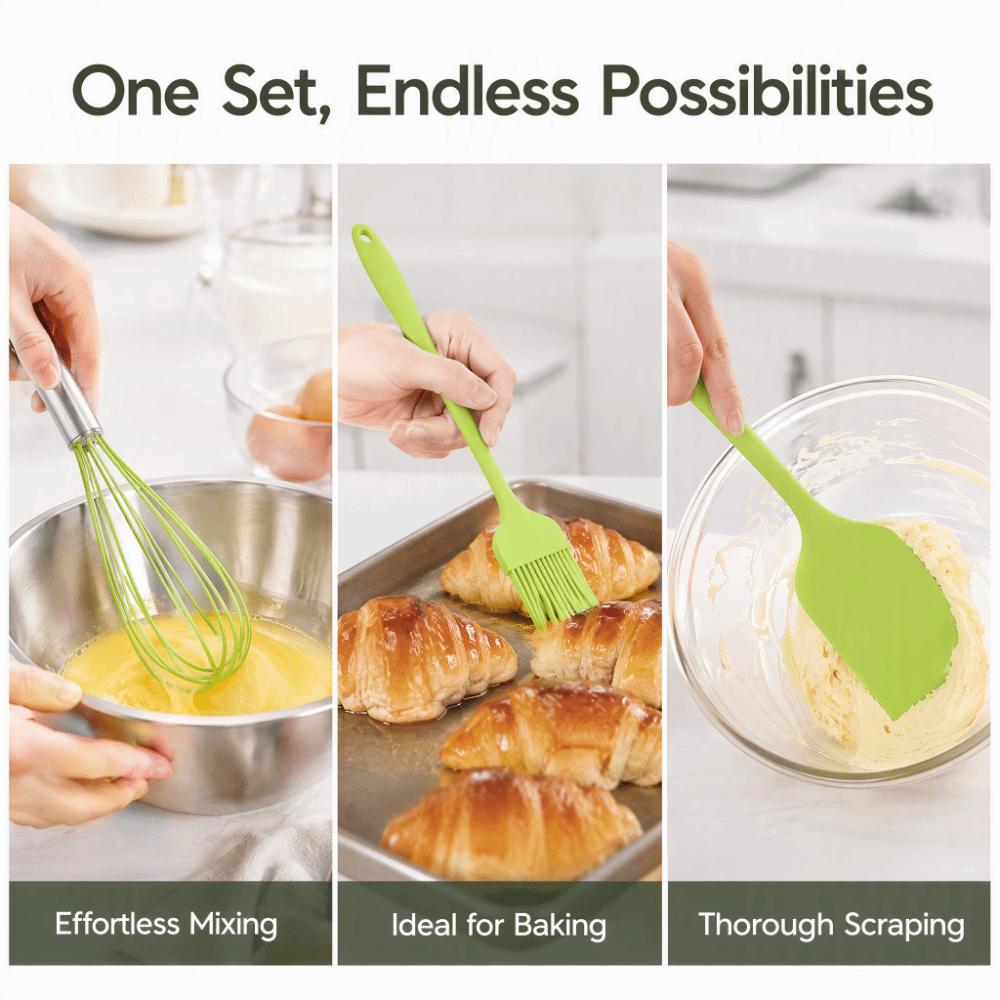 Red Green Kitchen Utensil Set Silicone Cooking Utensil Set Practical Baking Tool Set  Home Bakery