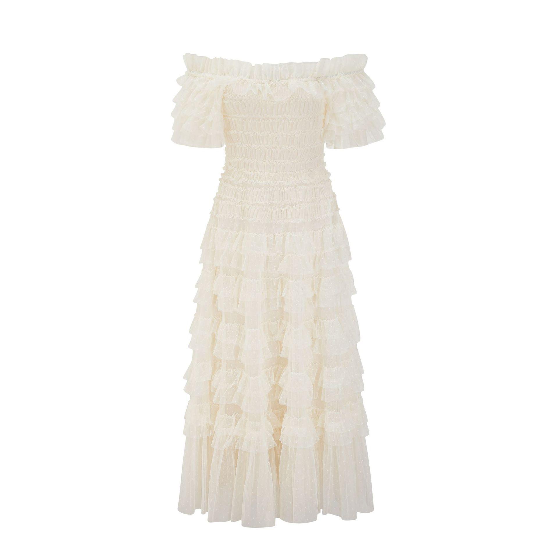 

New dress waist and thin big skirt medium and long skirt temperament solid color dress XL абрикосовий