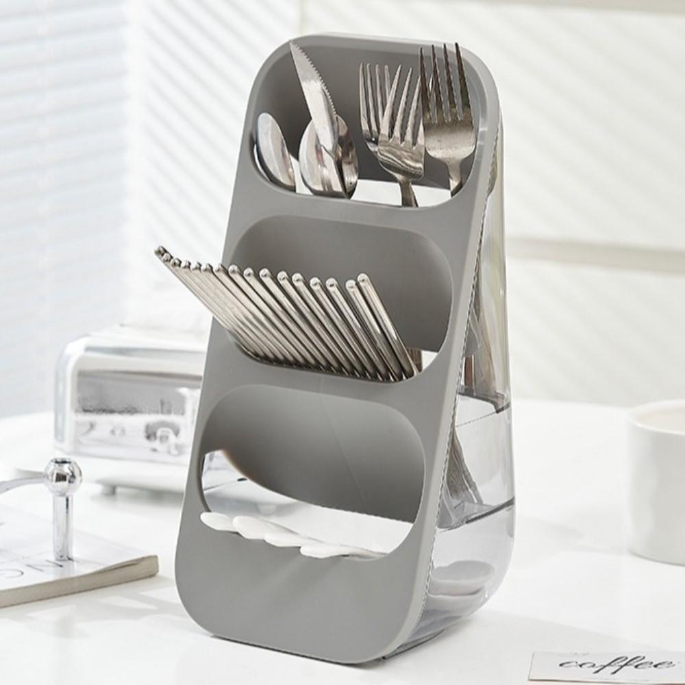 3Layer Tilt Insert Cutlery Cage Divided Kitchen Desk Organizer Storage Utensil Holder  Restaurant