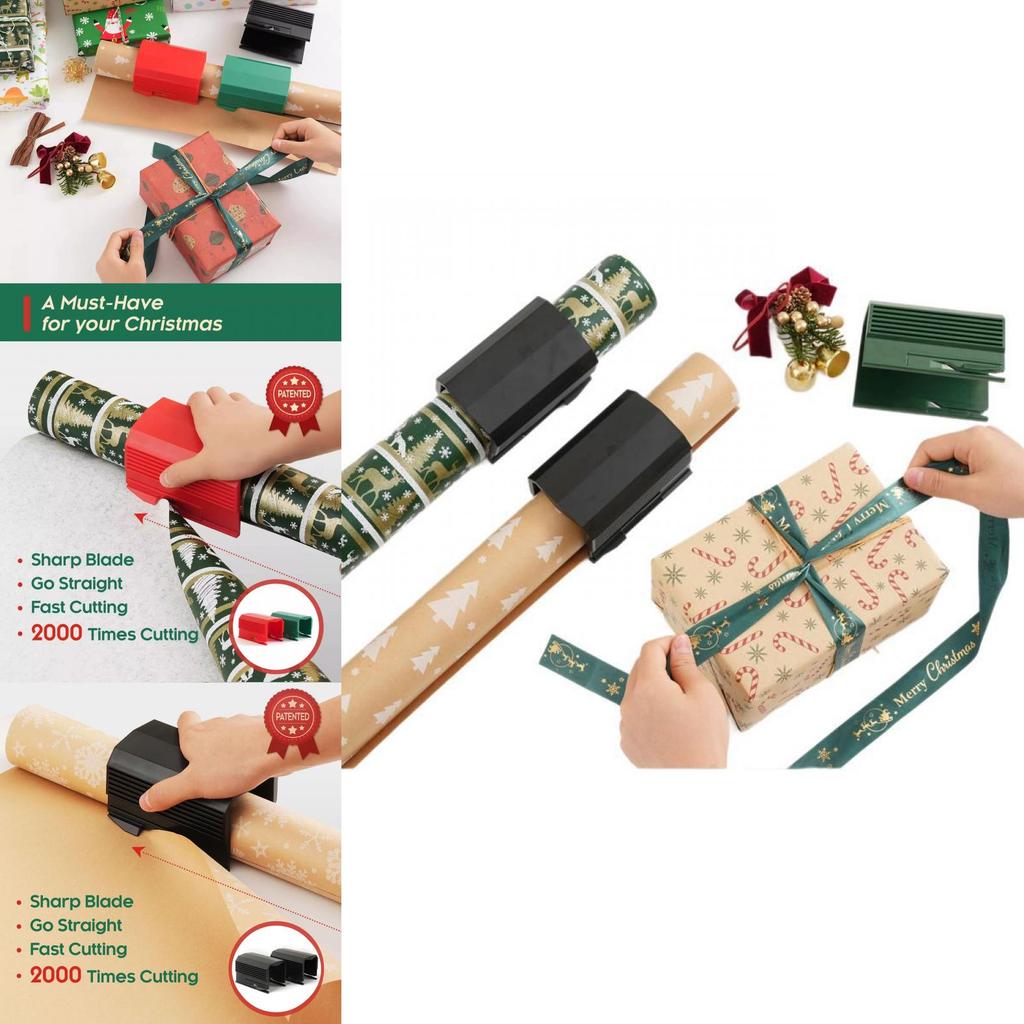 Christmas Paper Roll Cutter With Plastic Material For Seasonal Gift Wrapping And Decoration