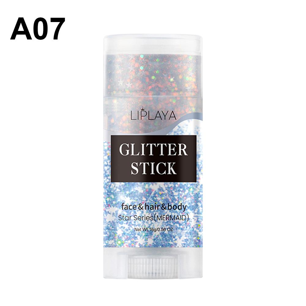9 Colors Party Glitter Stick, Rotating Mermaid Face Glitter Stick, Rainbow Glitter for Face/Body/Hair/Eye, Washable Glitter-16g