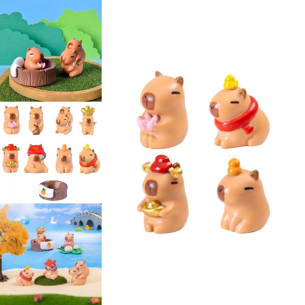 Adorable Capybara Figurine Resin Blind Box Desktop Decor Cartoon Style
