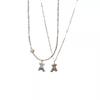 Su Chuang S925 Sterling Silver Little Bear Necklace with Freshwater Pearl - New Style Luxury Clavicle Chain