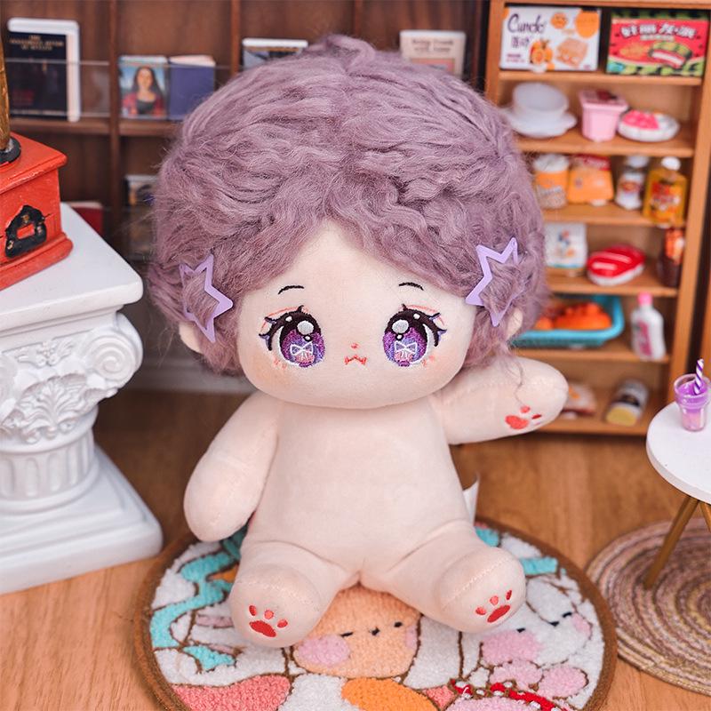 20cm Cotton Star Doll with Skeleton & Frizzy Hair - Nude Plush Doll