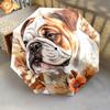 1 Pezzo Ombrello Pieghevole Automatico - Fantasia Floreale Bulldog, Design Portatile e Pieghevole con 8 Stecche, Regali di Natale e Compleanno