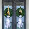 2 Pcs Wreath Sash for Front Door Reversible Chinoiserie Wreath Sash Accessories Decor for Monogram Garland Ribbon Porch Indoor Outdoor Home Party