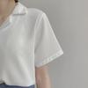 2023 Damen Retro Koreanischer College-Stil Kurzarm Hemd mit Anzugkragen
