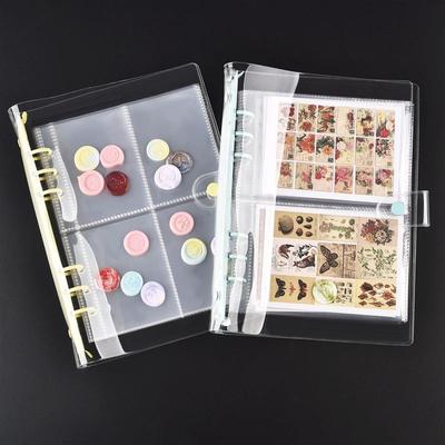A5 6-Hole Strap Storage Clip And Storage Bag Scrapbook Cutting Die Storage Organizing Sticker Storage Transparent Bag Knife Pen