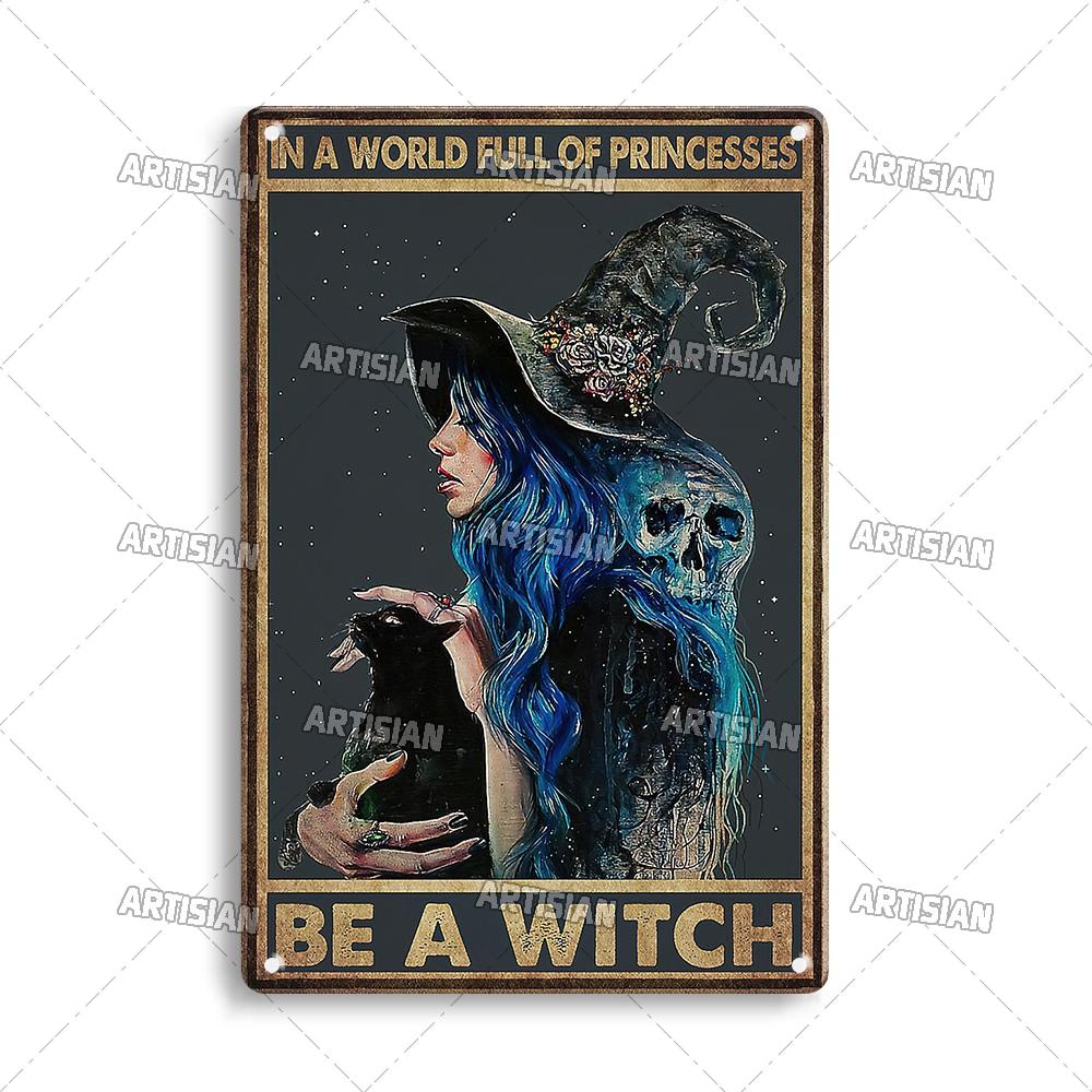 Artisian Halloween Metal Plaque Witches Tin Sign Girl Decorative Plate Wall Decor Garage Bar Pub Club Hotel Kitchen Home