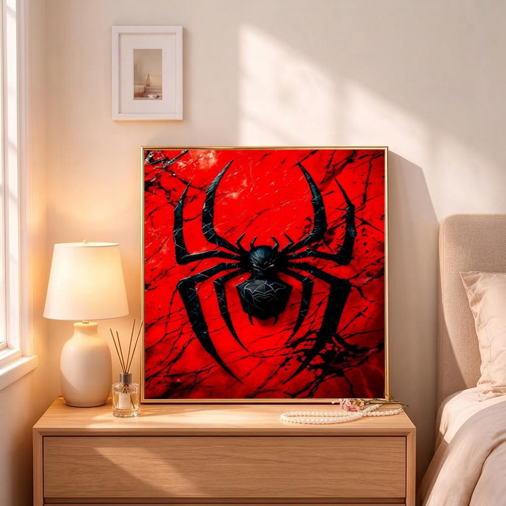 Creepy Spider 5D Diy Diamond Painting Round Diamond Diy Frameless Holiday Artwork Suitable For Home Office Wall Decoration