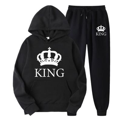 Couple Hooded Sweatshirt Set Men's Women's Casual Loose Long Sleeved Sportswear Fleece Hooded Sweatshirt Sweatpants Short Sleeve Shirts (men’s)