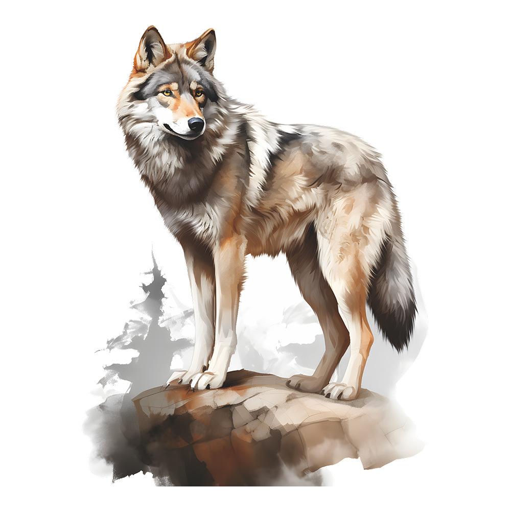 Hand-Painted Majestic Wolf King Wall Sticker Self-Adhesive for Bedroom Living Room Entrance Background Wall Decoration