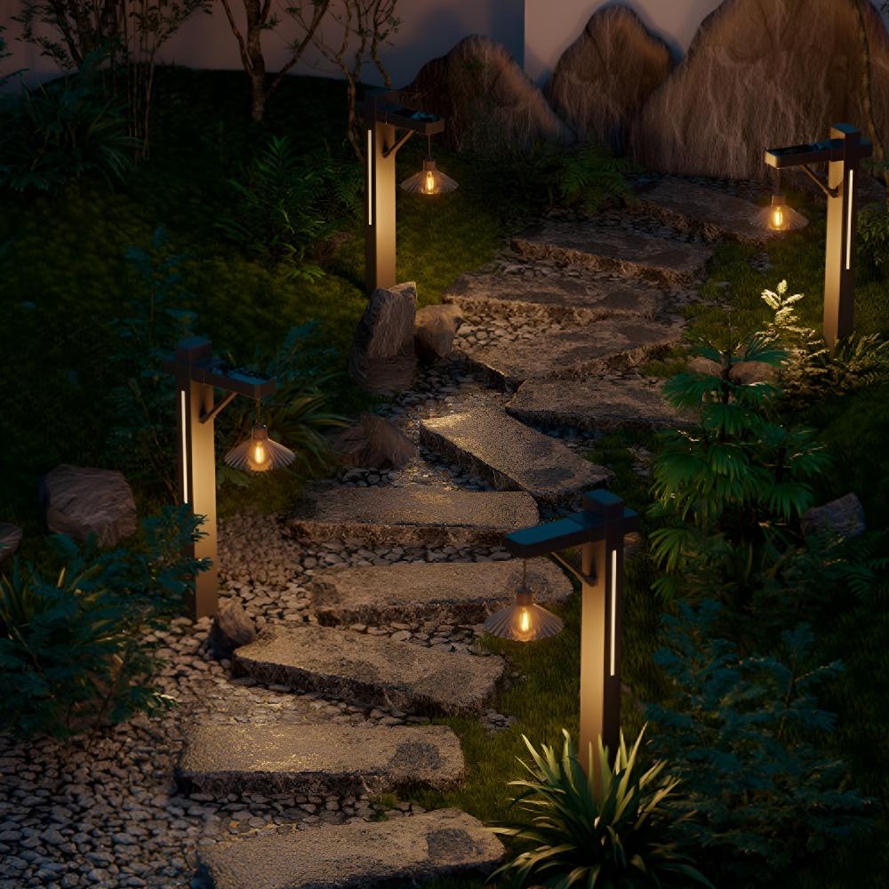 D2 Solar Lamp Post Light Solar Pathway Light Outdoor Vintage Solar Powered Landscape Lighting Driveway Patio Garden Lawn Decor