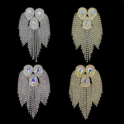 Beaded Shoulder Epaulets Handmade Shoulder Jewelry Tassels Epaulettes Rhinestones Accessories Epaulet Shoulder Applique