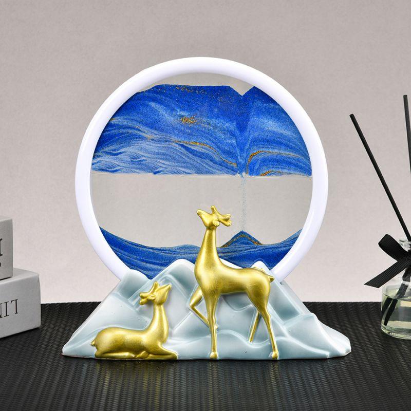 

Динамичное искусство из песка, жидкое движение, движущаяся картина из песка, круглое стекло, глубокий морской пейзаж, движущийся дисплей, текущая песочница