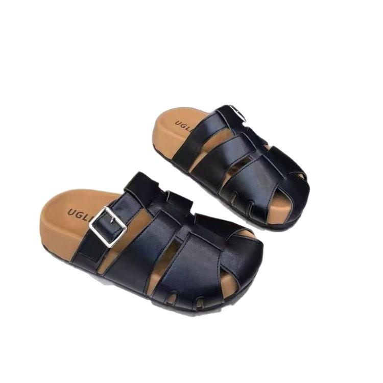 Hausschuhe für draußen Sandalen mit dicker Sohle Sommer 2025 neu vielseitig gewebt Retro Big Head Bag Head Sandalen Damen