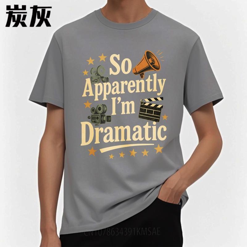 Sommer T-Shirt männlich Reise Teenager kurzärmeliges T-Shirt Schwarz So anscheinend bin ich dramatisch Basic Unisex Oberteile Grafik Trainings-Oberteile