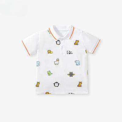 Cotton T-shirt Summer New Children's Short Sleeve T-shirt Cartoon Printed Men's and Women's Baby Polo Shirt Tide