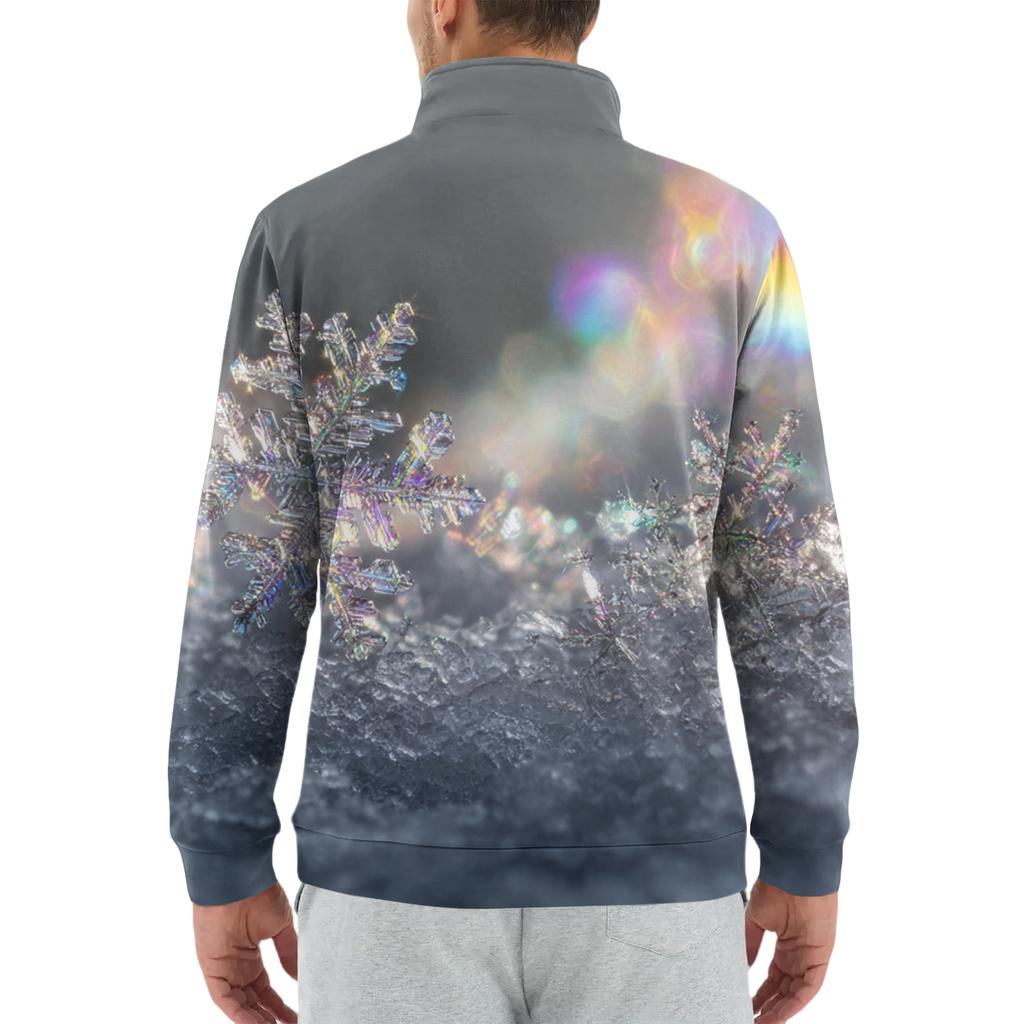 Men's Loose Casual 1/4 Zip Sweatshirt Fashion Printed Long Sleeve Top With Pockets
