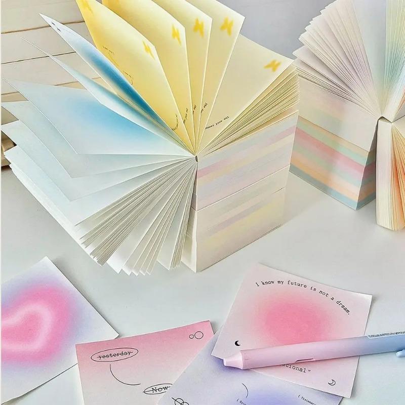 400Sheets High Quality Gradient Memo Pad Non-Sticky Dusk Sun Halo Note Paper Tearable Material Paper Stationery