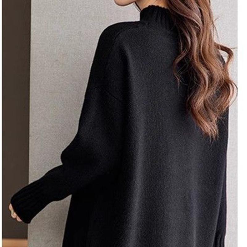 Sweater for Women Autumn Winter Thickened Pullover Warm Knitted Stretchy Long Sleeve Oversize Jumper Tops