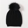 Versatile warm rabbit down knitted hat women's solid color outdoor twist pattern wool hat winter ear protection windproof