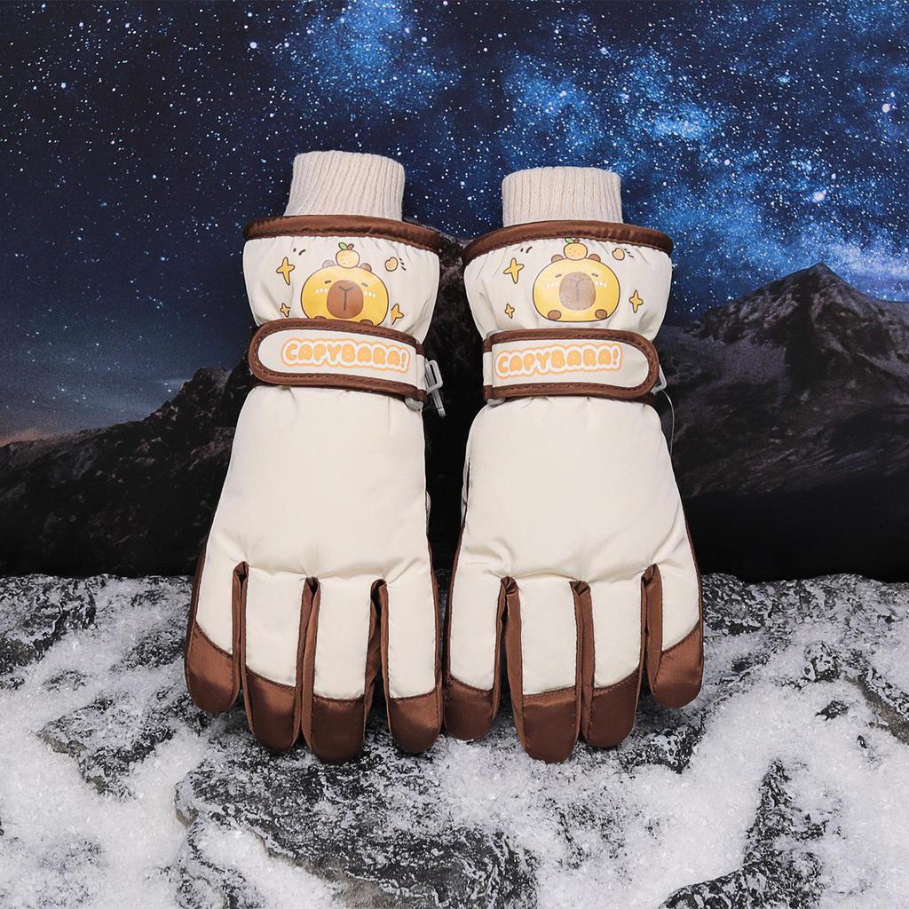 Capybara Kinder Winter Skihandschuhe - Wasserdicht, Winddicht, Warm, für Jungen, Mädchen und Teenager