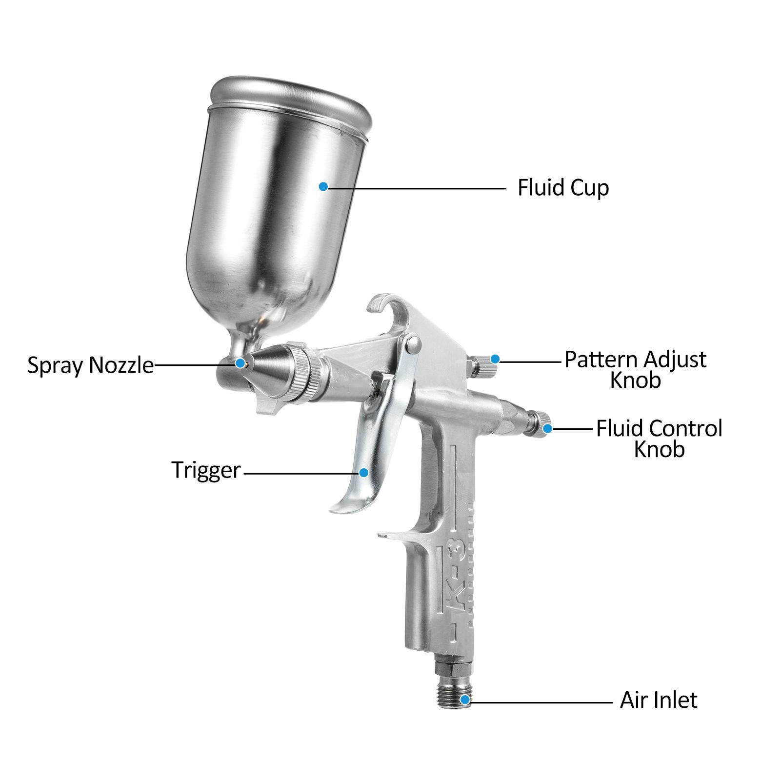 

High Volume Low Pressure Mini Spray Machine Air Paint Sprayer with 0.5mm Nozzle 150cc Capacity Cup Gravity Feed Spray серебряный
