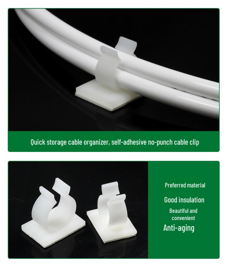Q-Type White Nylon Self-Adhesive Cable Organizer Clip