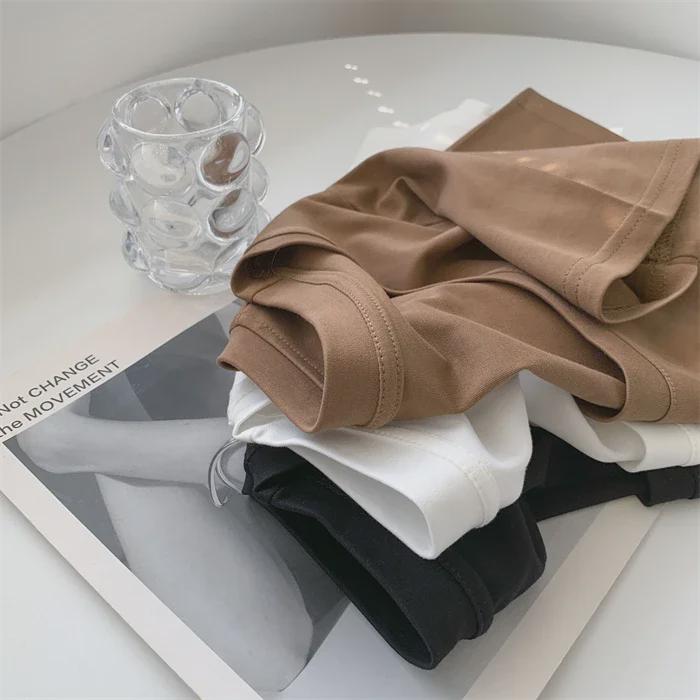 Women's Coffee-Colored U-Neck Short-Sleeve Slim Fit T-Shirt