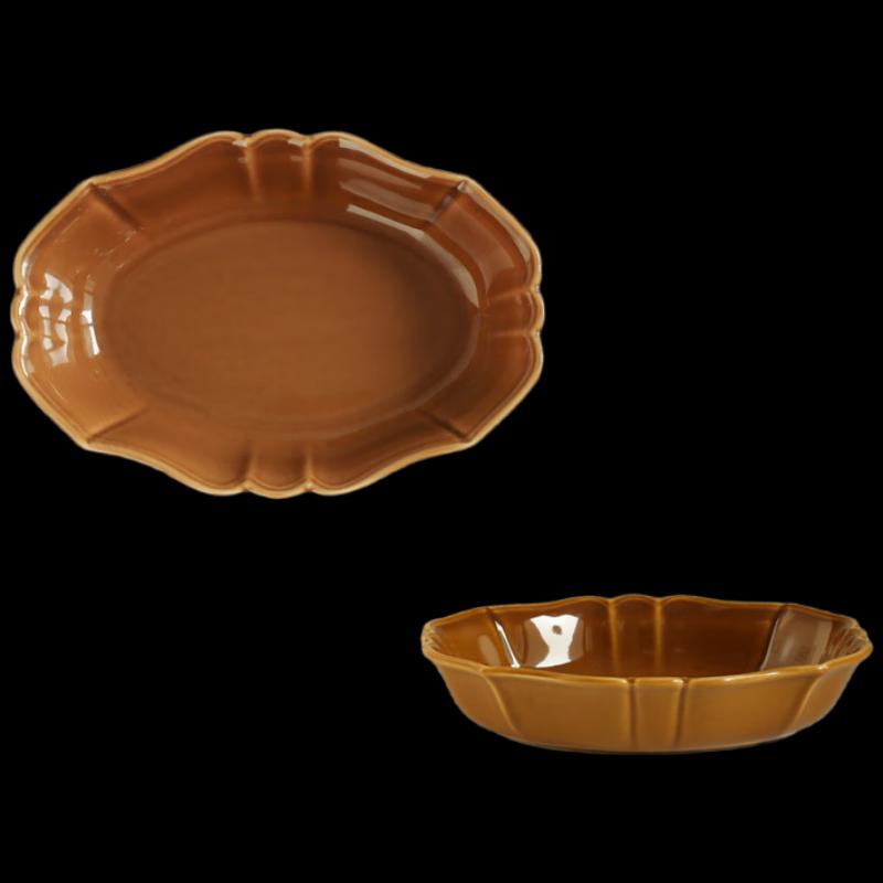 Deou Star Light Retro Japanese Wavy Ceramic Oval Plate