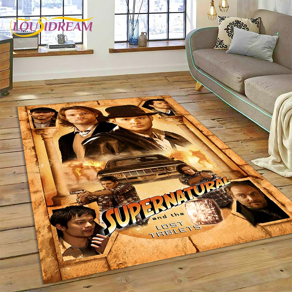Alfombra Alfombrilla 3D SPN Más Reciente Sobrenatural Dean Sam para Sala de Estar Dormitorio Decoración del Hogar, Alfombrilla Antideslizante Decoración para Sofá Felpudo