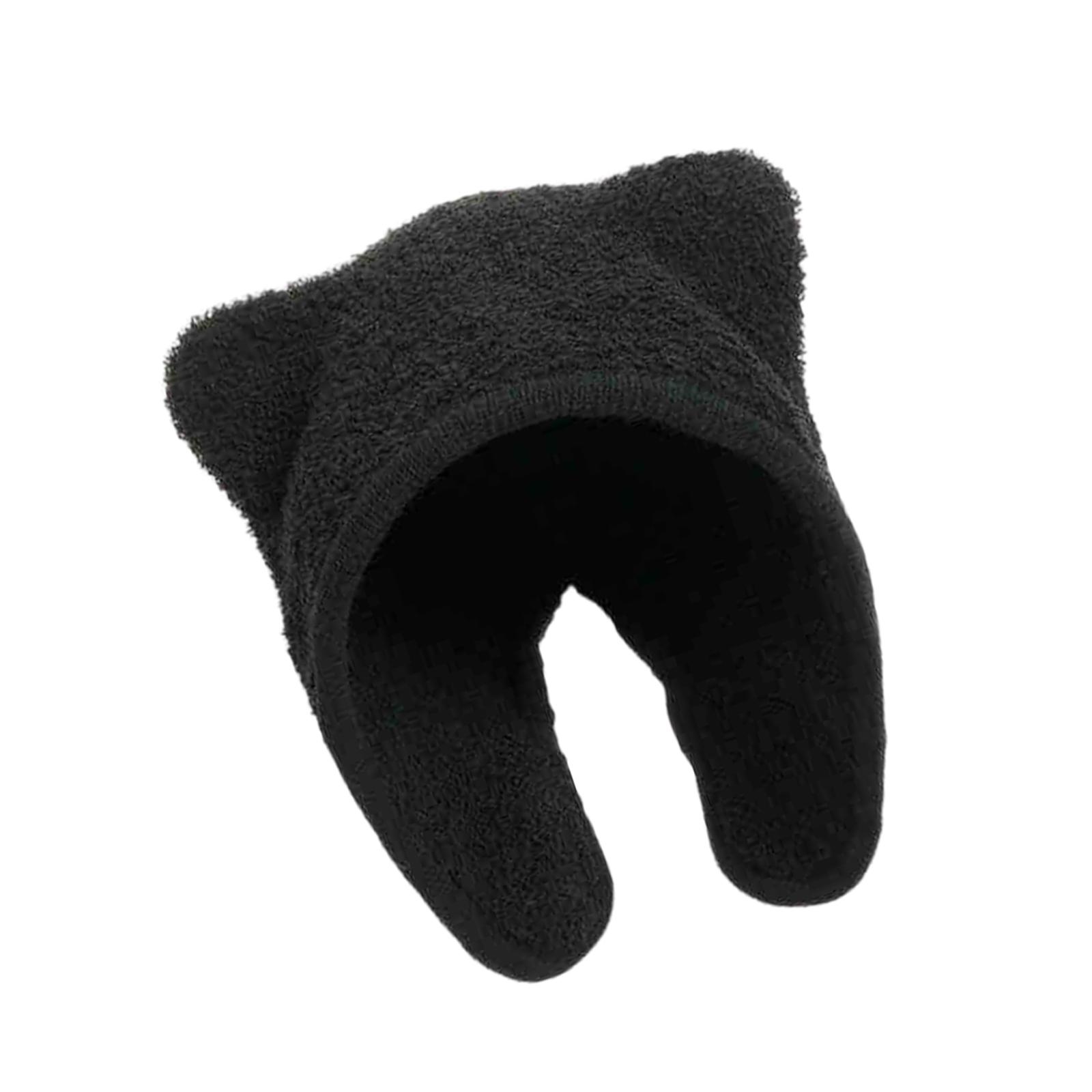 

Furry Cartoon Head Cover with Ear for Outdoor Sports Furry Hat with Ear Oversized Headgear Hat for Winter чёрный
