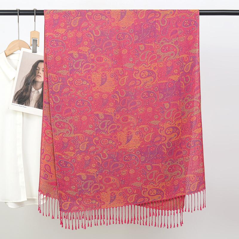 

Fashion Ethnic Style Jacquard Scarf Outdoor Women Travel Paisley Tassel Shawl Neck Muslim Hijab Wrap Floral Luxury