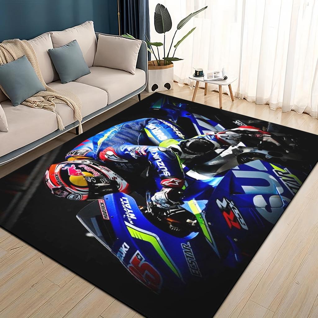 3D Racing Car S-SUZUKI Logo Motorcycle Carpet Rug for Living Room Bedroom Home Sofa Decoration,Kids play Non-slip Floor Mat
