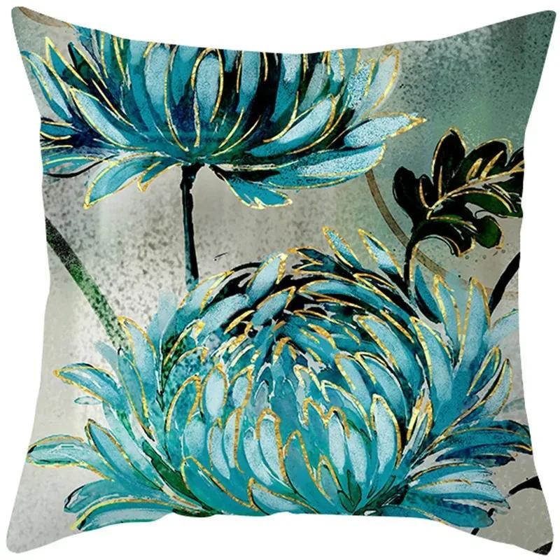 Oil Painting Floral Elegant Ginkgo Leaf Print Series Sofa Decorative Pillowcase Polyester Cushion Cover 45x45 Cm Home Decoration