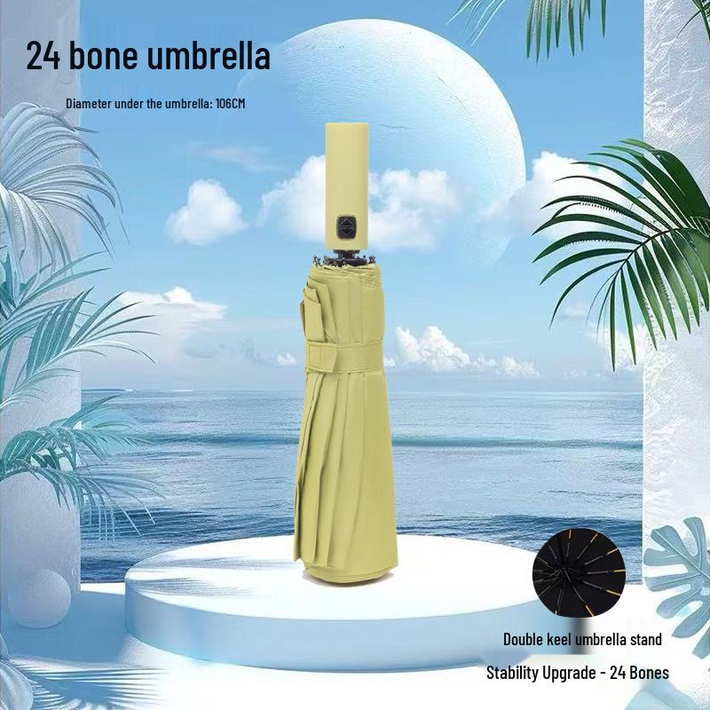 Automatic Compact UV-Blocking Sun and Rain Folding Umbrella - Large, Reinforced, Dual-Use for Students
