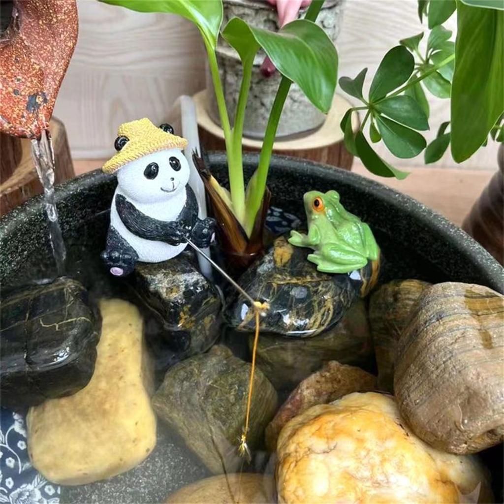 Funny Frogs Panda Fishing Statue Ornament Resins Sculpture for Garden Landscape Decorative Outdoor Animal Figurine Gift