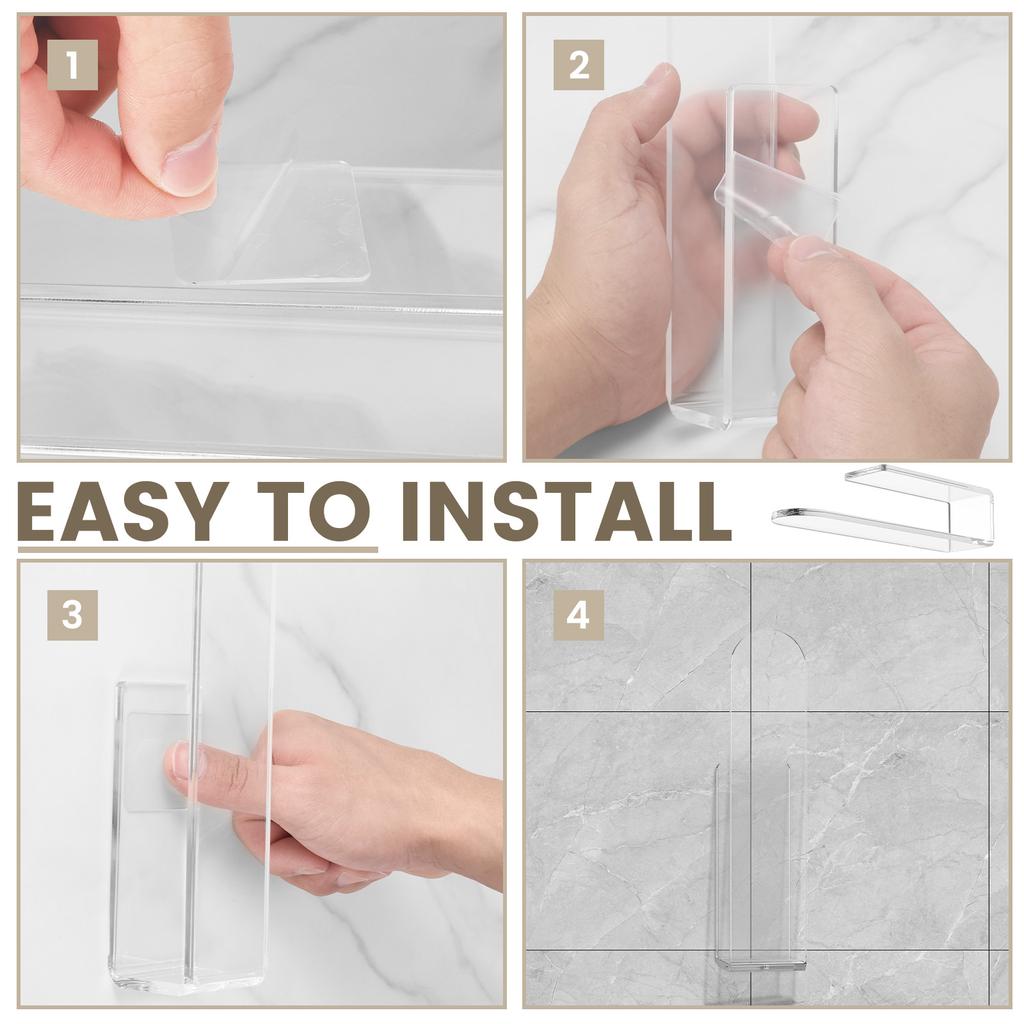 4Pcs Acrylic Baseball Caps Rack Self-Adhesive Wall Mounted Hat Hook Organizer J-Shaped Hat Storage Holder Closet Hanger