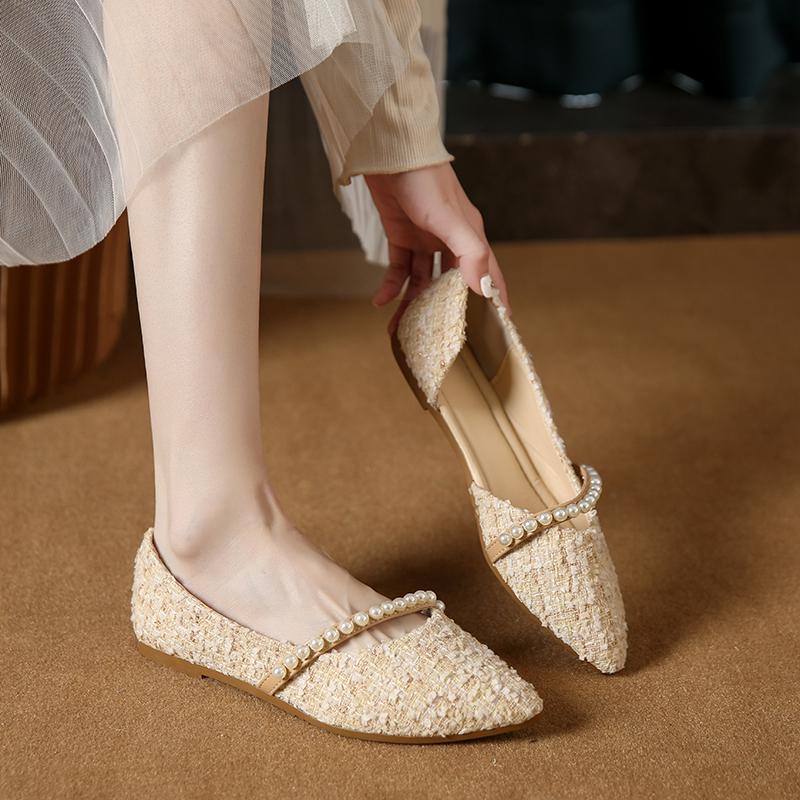 

2025 Весна Лето Остроносые Балетки для Женщин Универсальные Нежные Повседневные Простые Удобные Элегантные Женские Туфли 35 абрикосовый