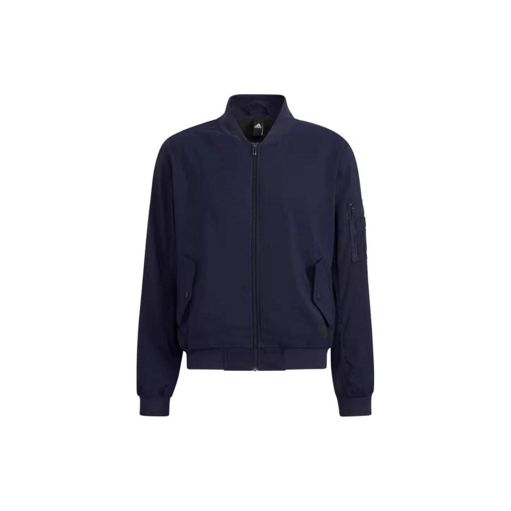 Adidas Solid Color Zip-Up Long Sleeve Jacket Men Outerwear Dark-Grey Navy-Blue HS3407