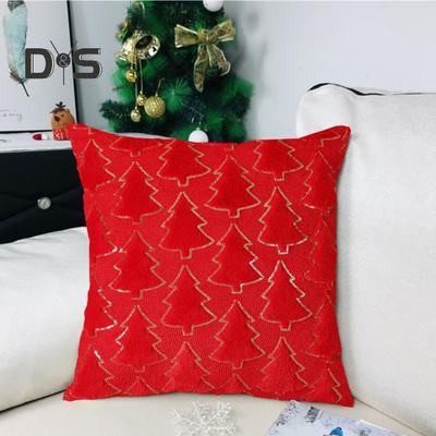 Kissenbezug mit Pailletten, Weihnachtsbaum-Muster, versteckter Reißverschluss, Kissenbezug für Schlafzimmer, Wohnzimmer, Sofa, Neujahrsparty, Dekoration