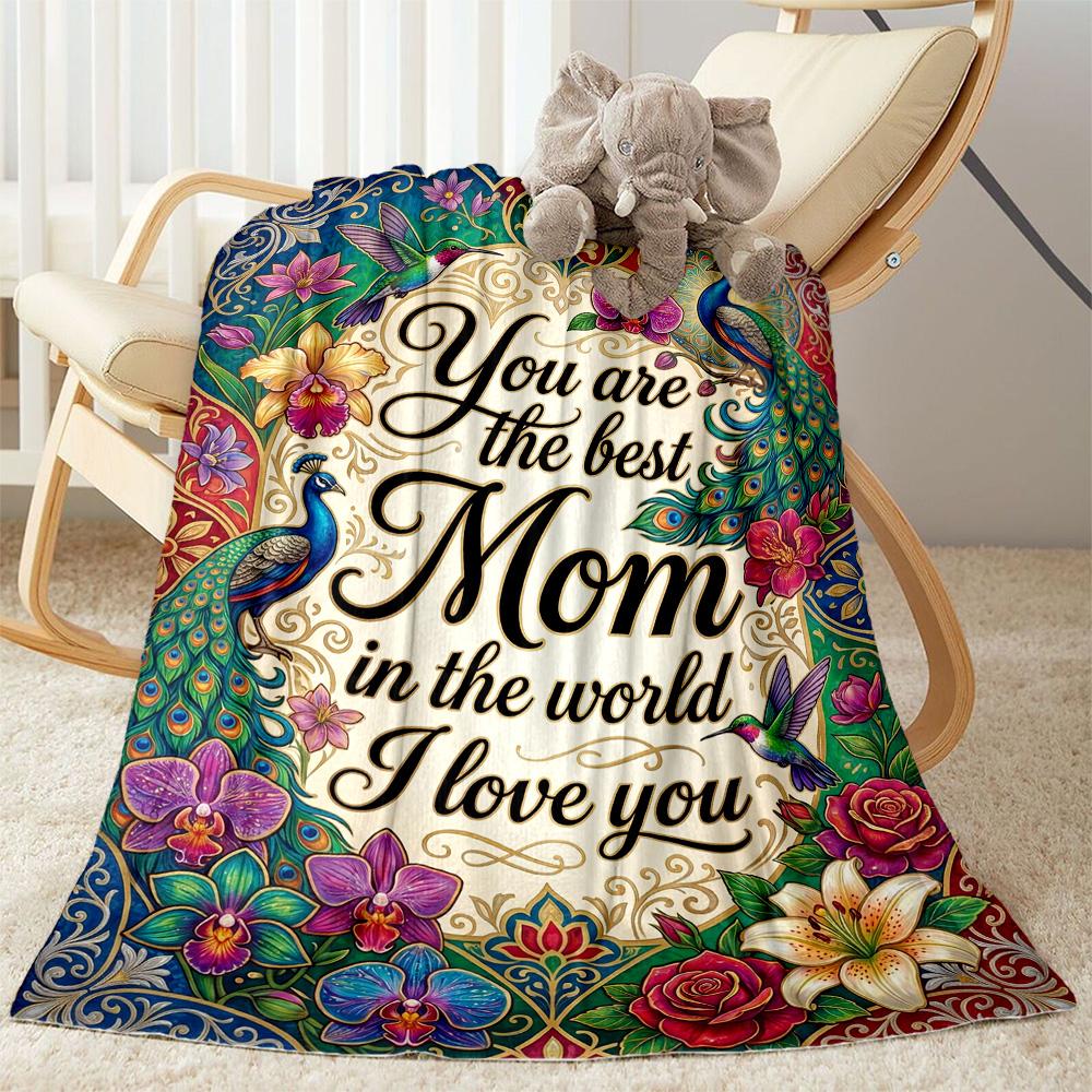 Best Mom In The World Flannel Blanket-Soft and Suitable for Sofas,Beds,Offices,Travel,All Seasons,Great Gift for Holidays and Birthdays.