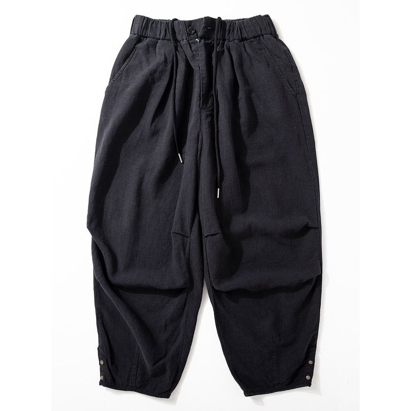 Cropped Pants Men Summer Thin Loose Idle Style Casual Pants Handsome Loose Wide Leg Draping Effect Linen Pants